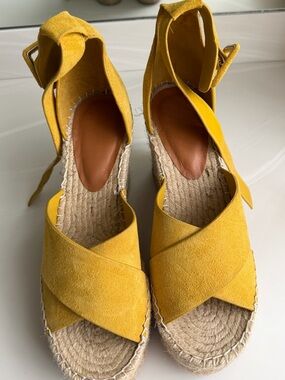 Marc Fisher Yellow Wedge Sandals